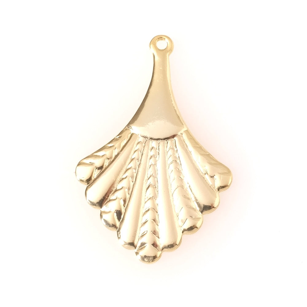 Pendentif losange éventail en laiton Doré à l'or fin 24K Premium