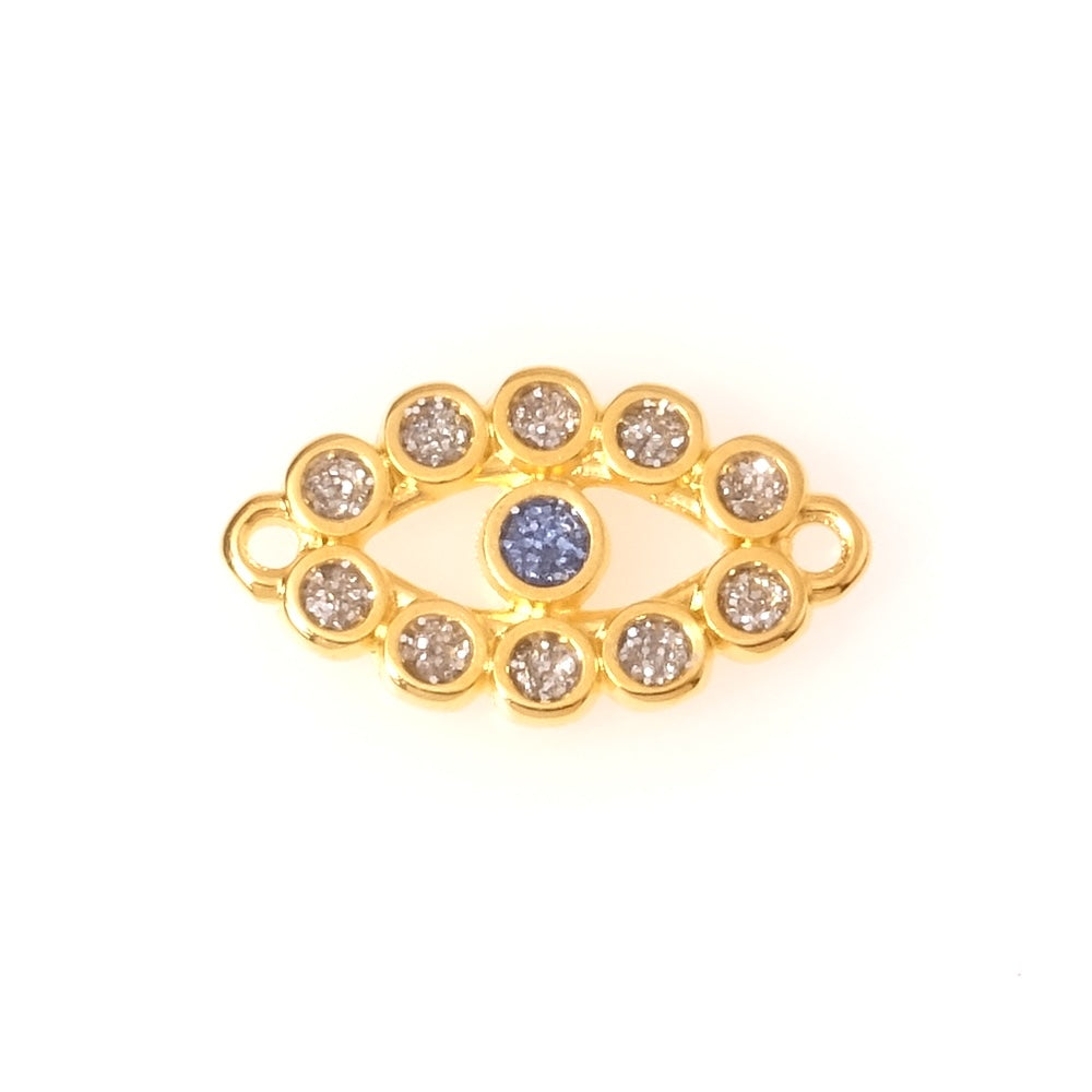 Pendentif oeil émaillé pailleté argenté en Zamak doré 24K