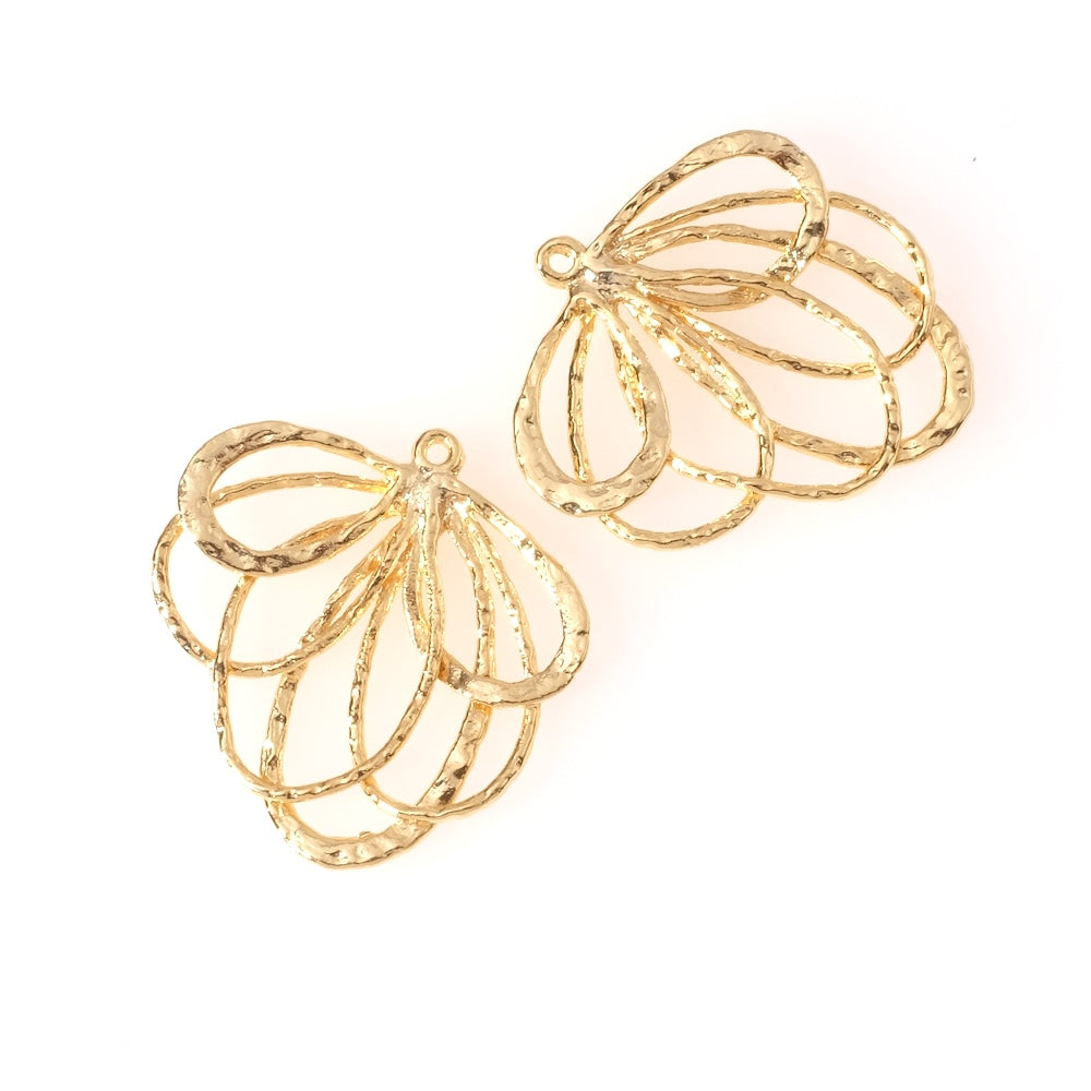 Pendentif pétales gouttes en laiton Doré à l'or fin 24K Premium