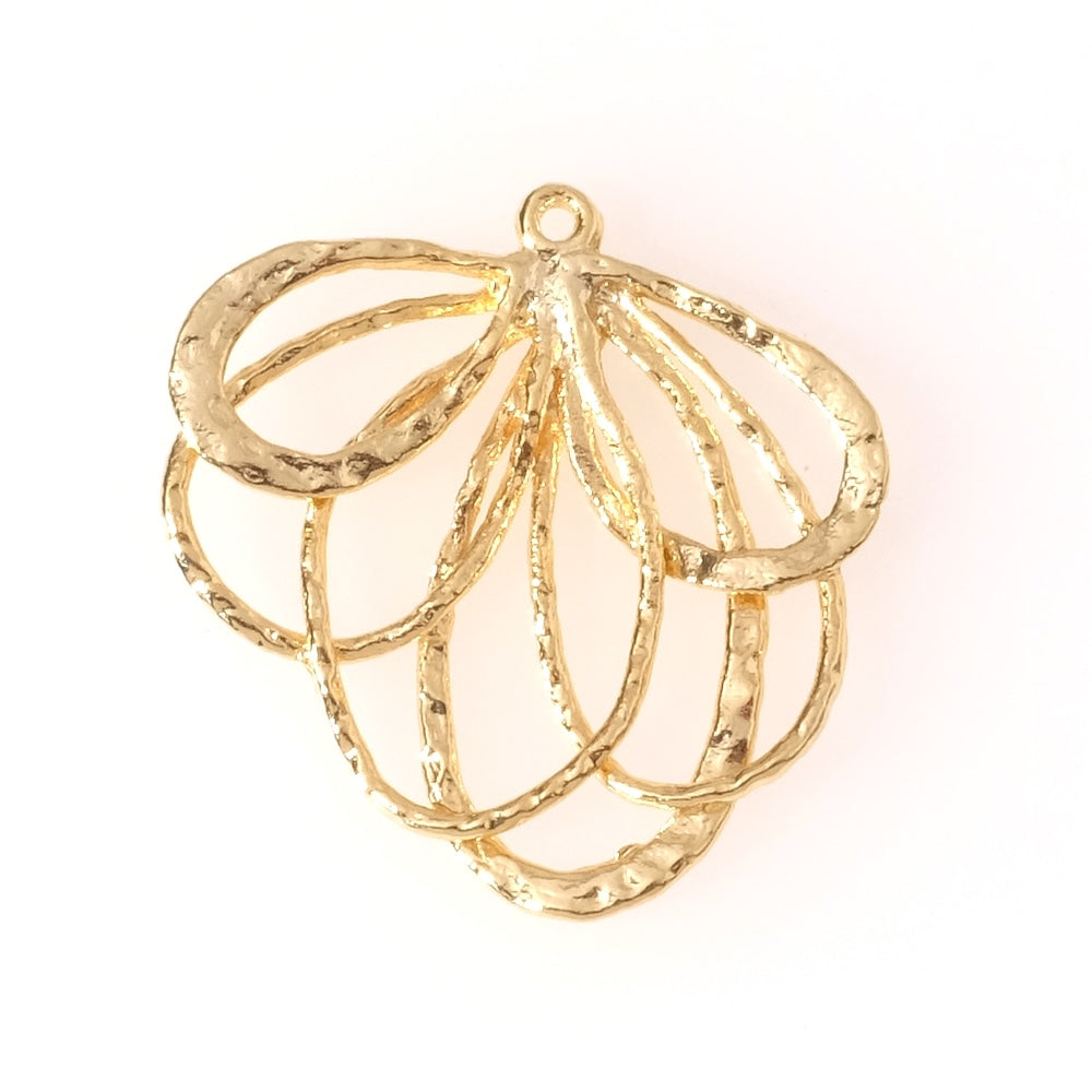 Pendentif pétales gouttes en laiton Doré à l'or fin 24K Premium