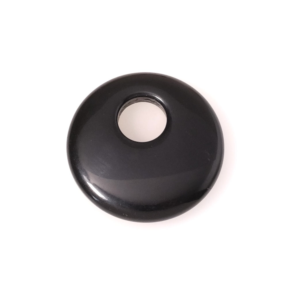 Pendentif palet rond en pierre naturelle Obsidienne