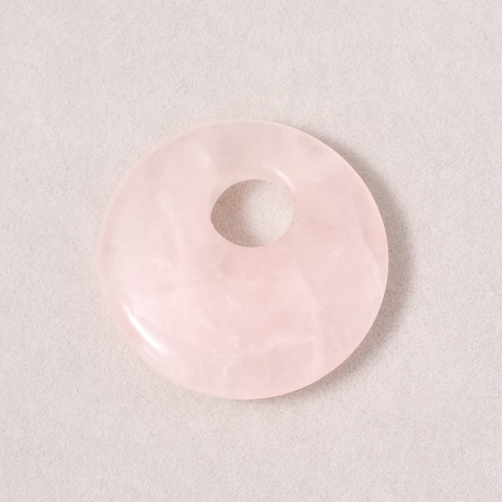 Pendentif palet rond en pierre naturelle Quartz rose