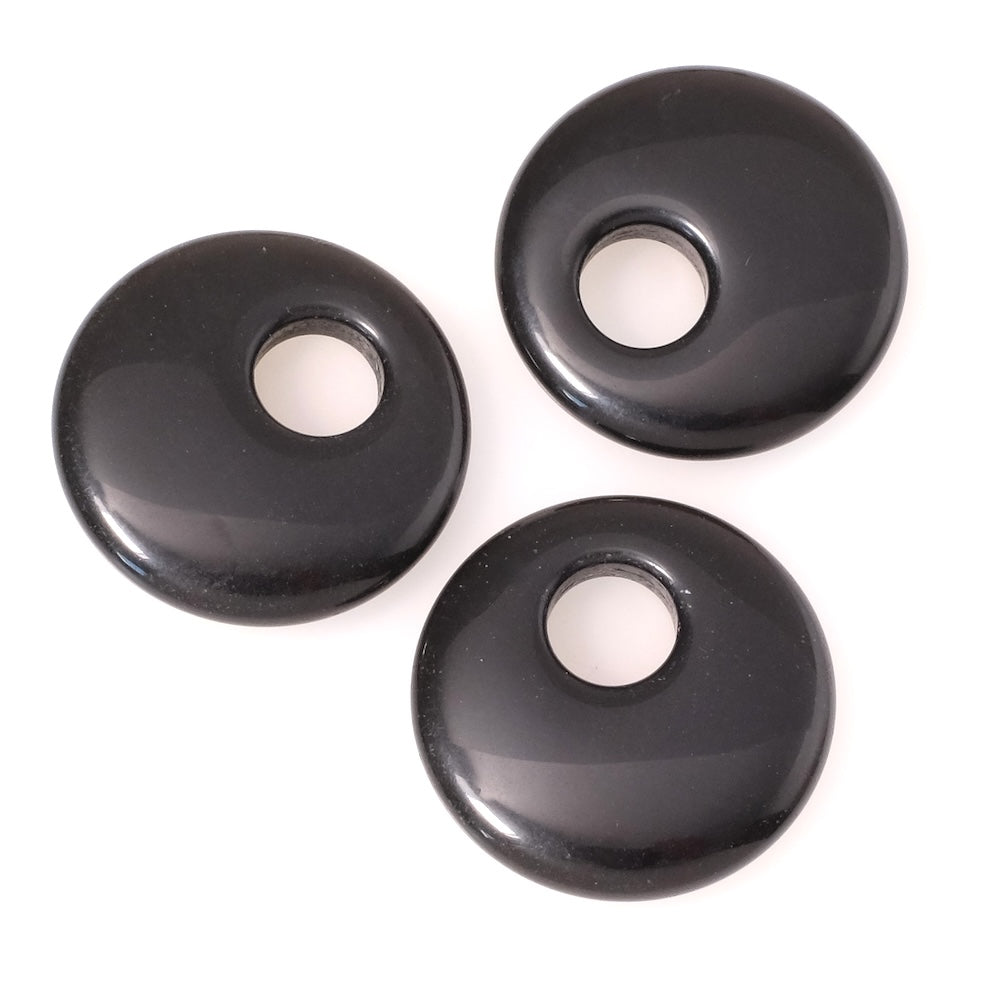 Pendentif palet rond en pierre naturelle Obsidienne
