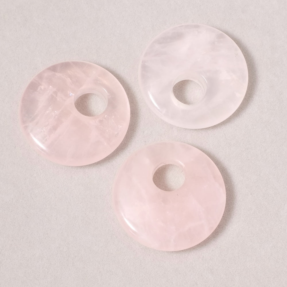 Pendentif palet rond en pierre naturelle Quartz rose