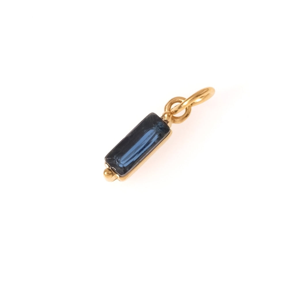 Pendentif rectangle serti en Oxyde de Zirconium bleu nuit en acier inoxydable 304 Doré