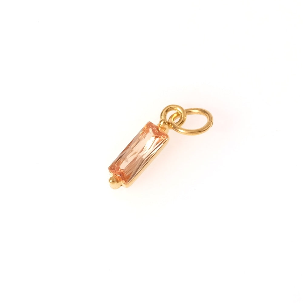 Pendentif rectangle serti en Oxyde de Zirconium pêche en acier inoxydable 304 Doré