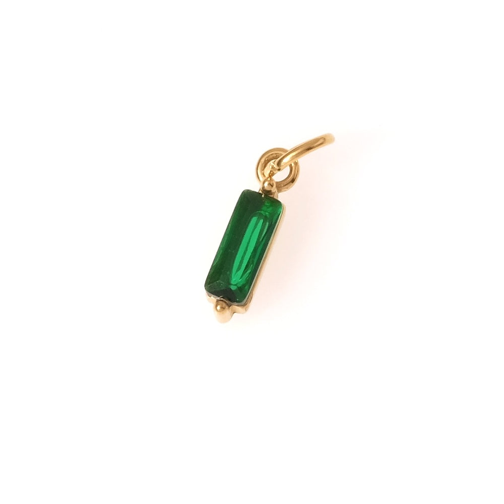 Pendentif rectangle serti en Oxyde de Zirconium vert en acier inoxydable 304 Doré