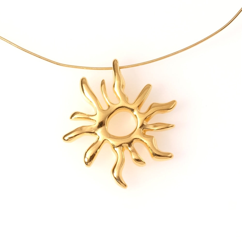 Pendentif soleil d&#39;été en Zamak doré Or 24K