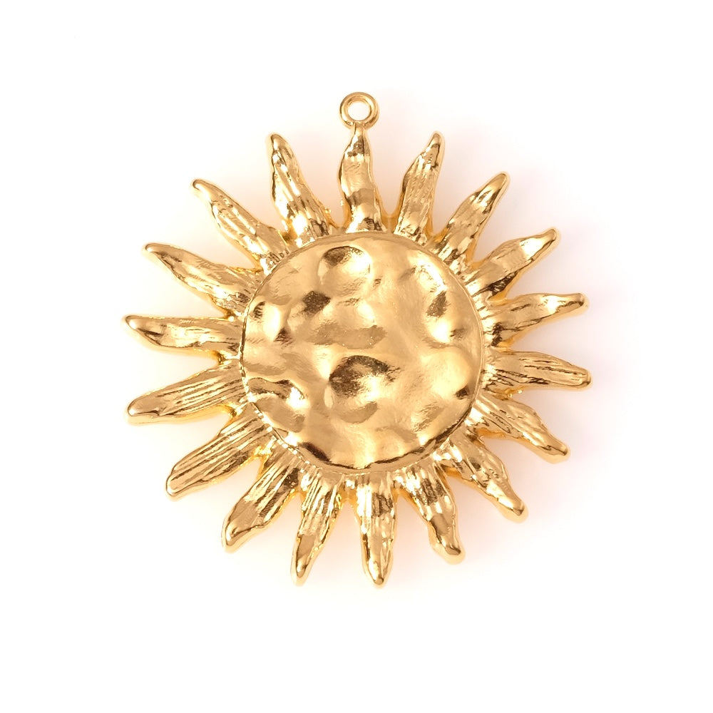 Pendentif soleil en Zamak doré Or 24K