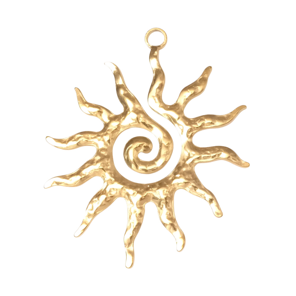 Pendentif soleil stylisé en acier inoxydable 304 Doré