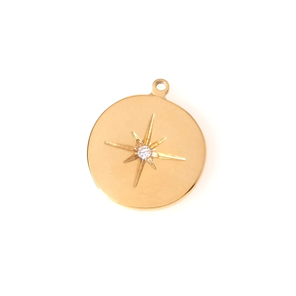 Pendentif strass étoile en acier inoxydable 304 Doré 24K