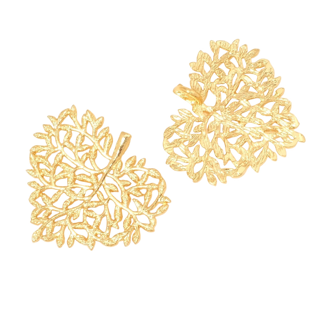Pendentif végétal coeur en laiton doré à l'or fin 24K Premium