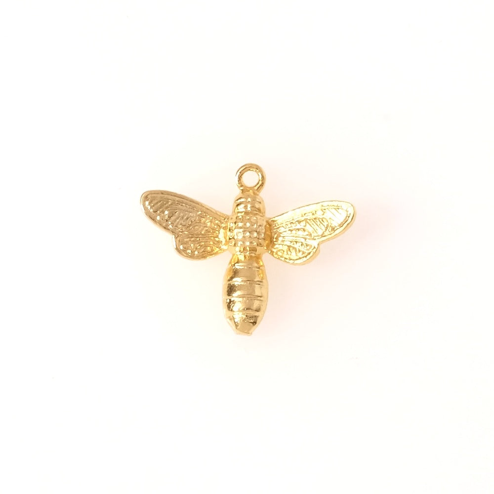 2 Pendentifs abeilles en laiton doré à l'or fin 24K Premium