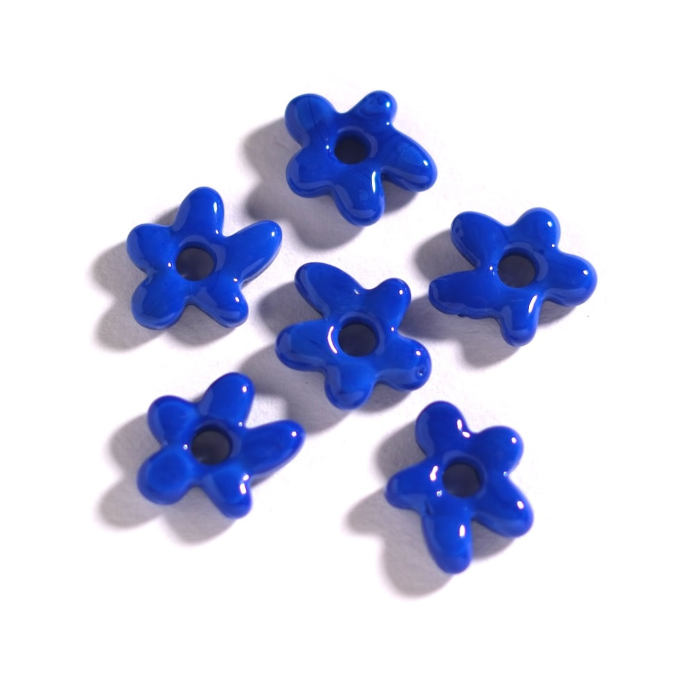 Pendentifs fleur asymétrique — verre bleu