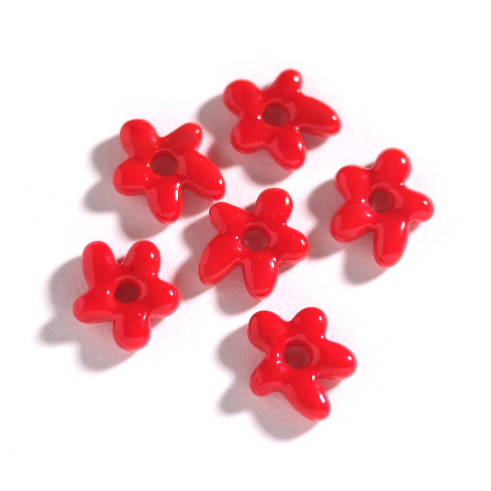 Pendentifs fleur asymétrique — verre rouge