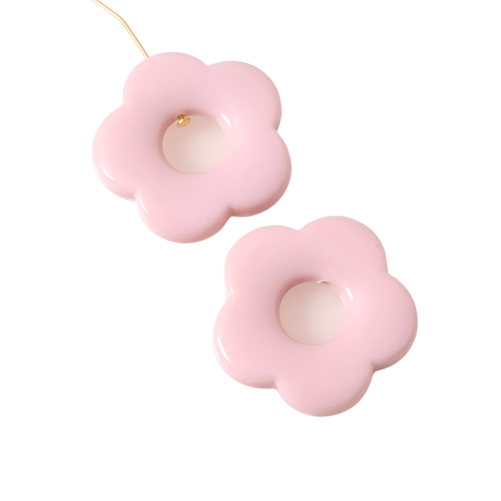 Perle fleur 27mm en acrylique parme opaque