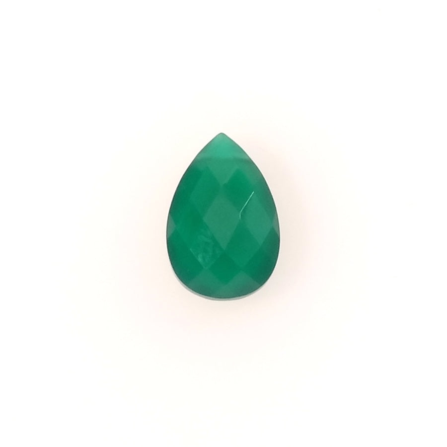 Perle goutte facettée 15 x 10mm en pierre naturelle Onyx vert