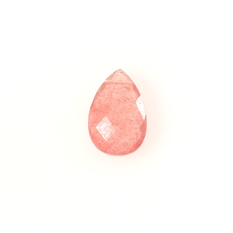 Perle goutte facettée 15 x 10mm en pierre naturelle Quartz fraise
