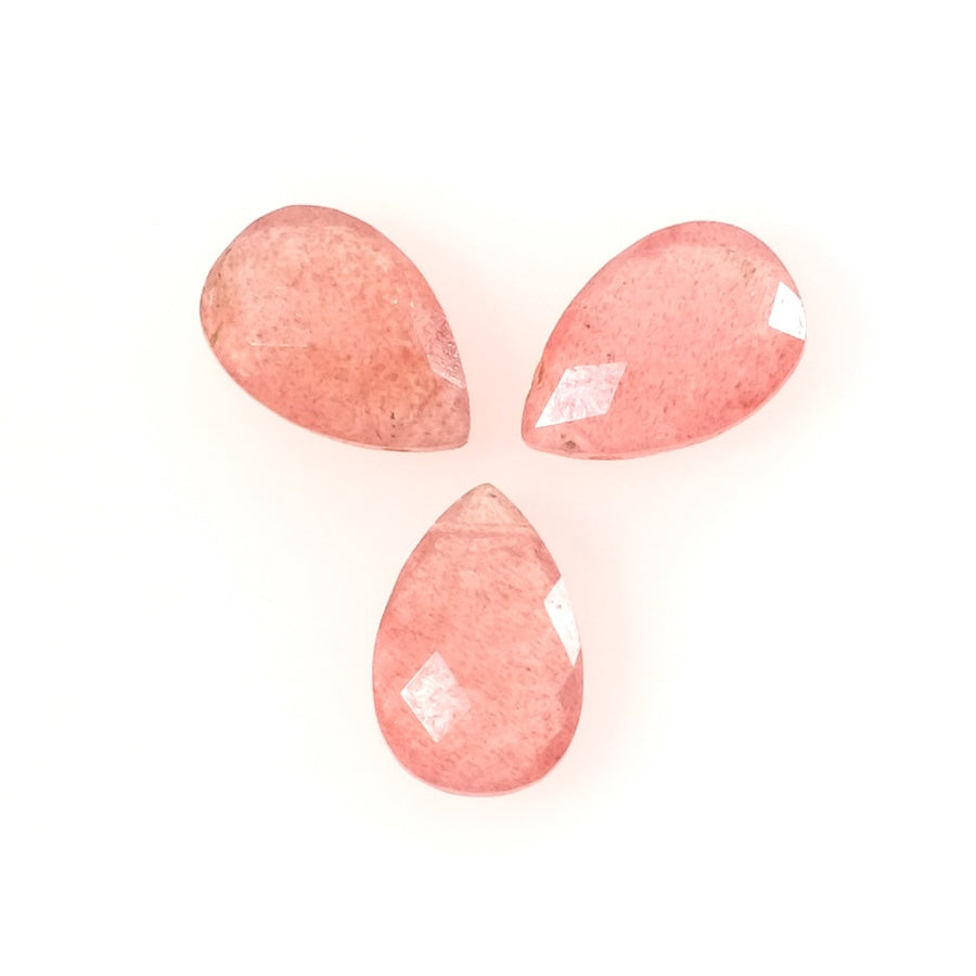 Perle goutte facettée 15 x 10mm en pierre naturelle Quartz fraise