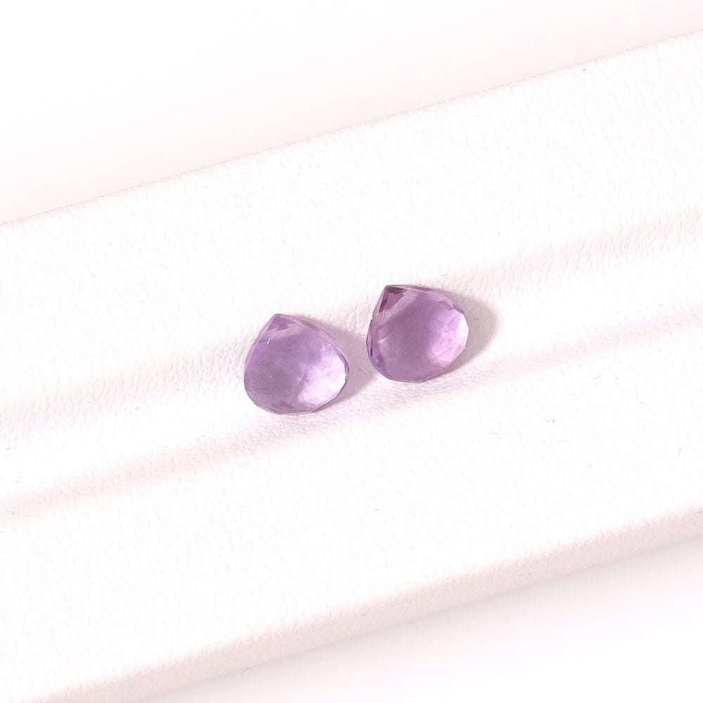 2 Perles coeur goutte facettée 7mm en pierre naturelle Améthyste
