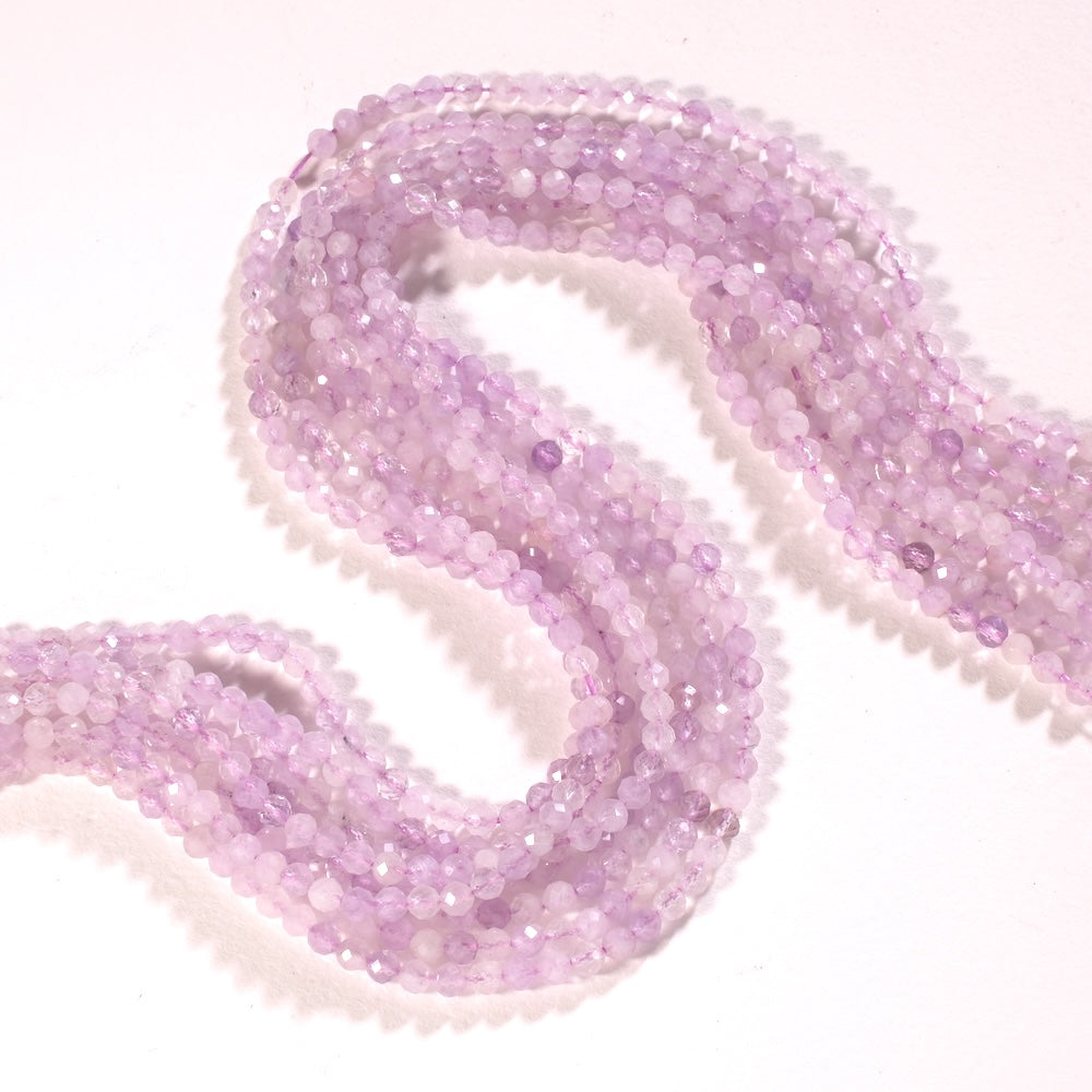 Perles d'améthyste lavande facettées 3,4 mm pour créer collier et bracelet