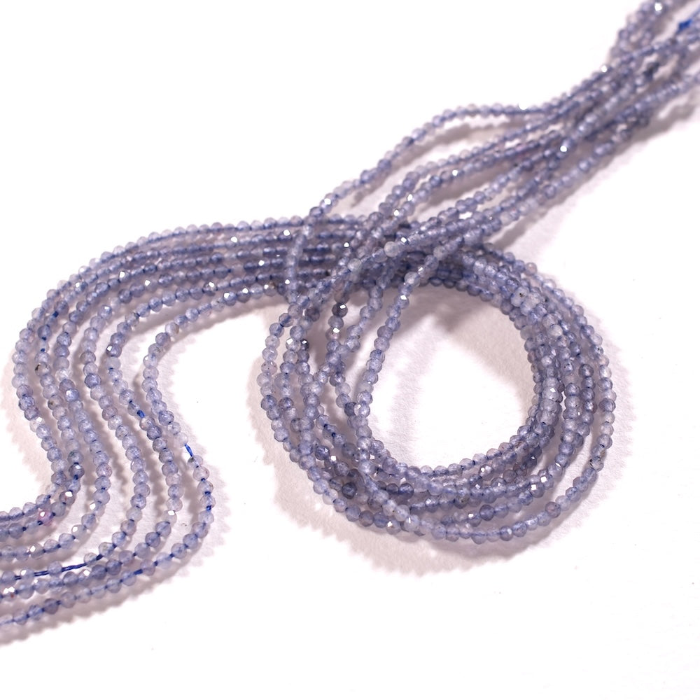 Perles d'iolite facettées 2 mm pour bijoux fins en pierre naturelle