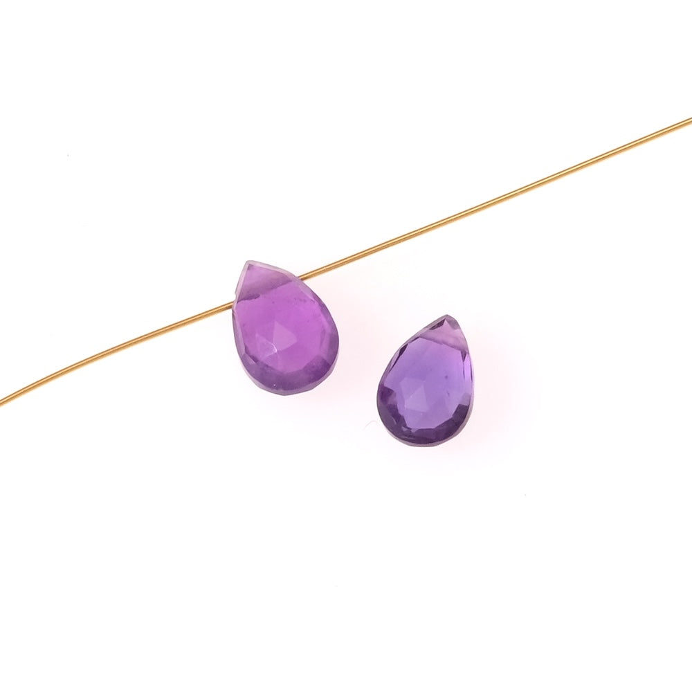 2 Perles goutte poire facettée 5 x 7,5mm en pierre naturelle Améthyste