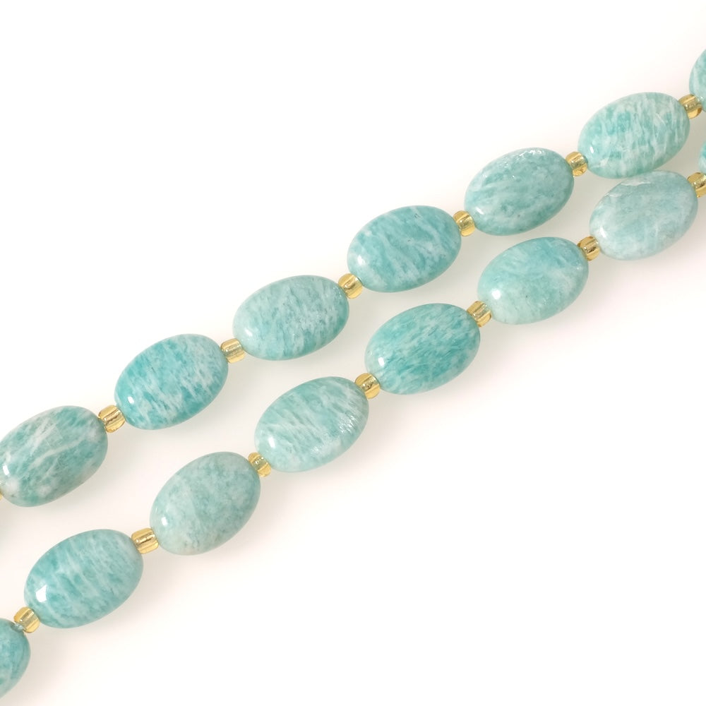 Fil de Perles naturelles ovales 15 x 10mm en Amazonite