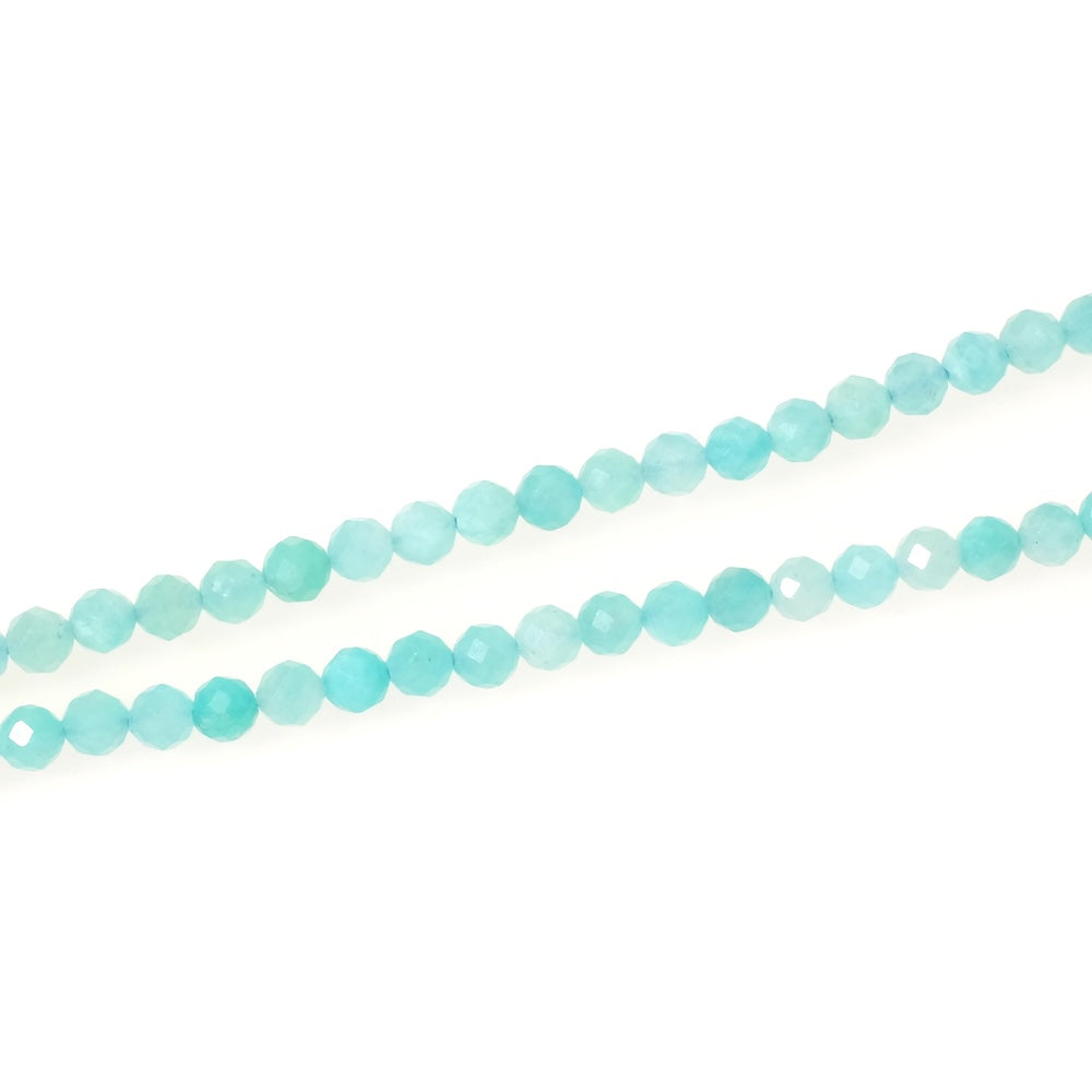 10 perles naturelles rondes facettées 4mm en Amazonite