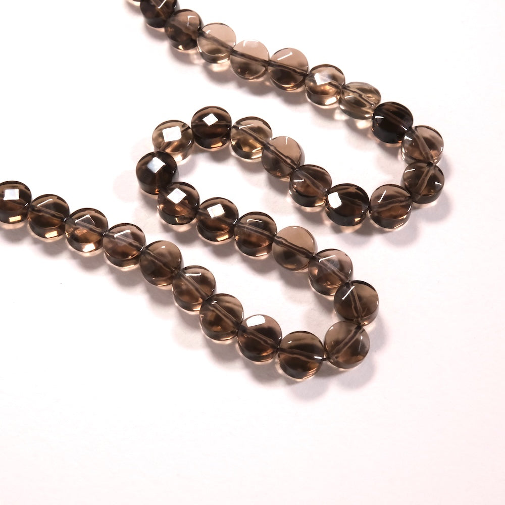 Lot de 2 perles palet facetté — quartz fumé