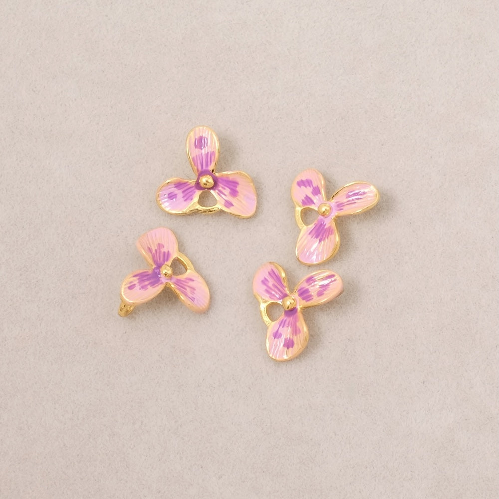 Petit Pendentif fleur Orchidée – Pièce unique peinte à la main