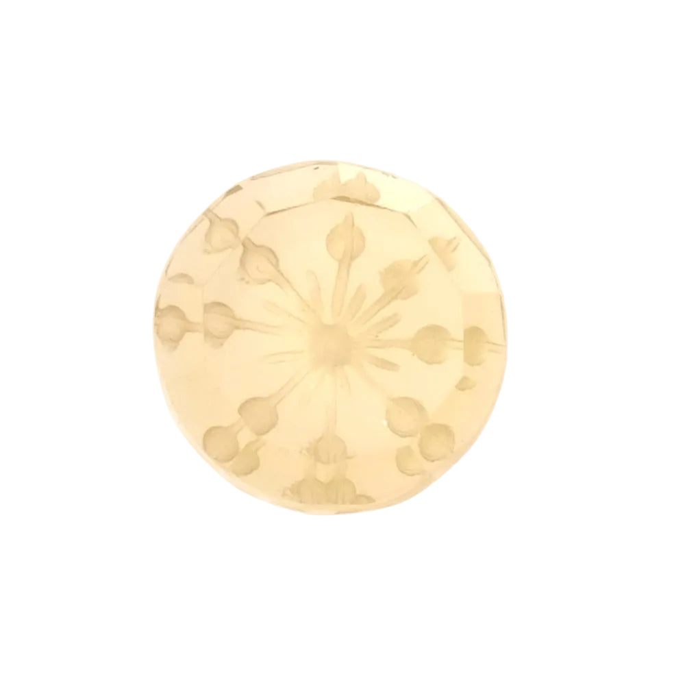 Pierre facettée gravée motif floral 15,8mm en Quartz citron