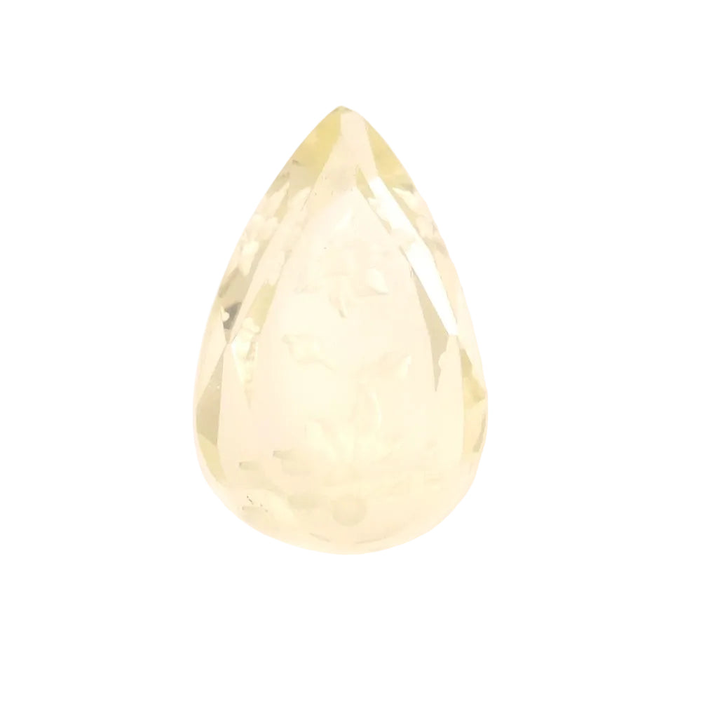 Pierre facettée gravée motif floral goutte 24,3 x 15,5mm en Quartz citron
