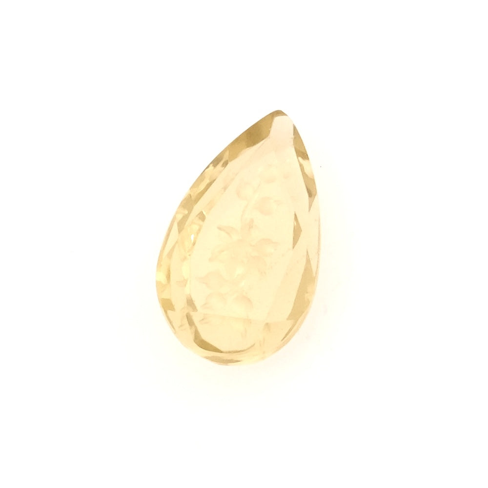 Pierre gravée goutte — quartz citron