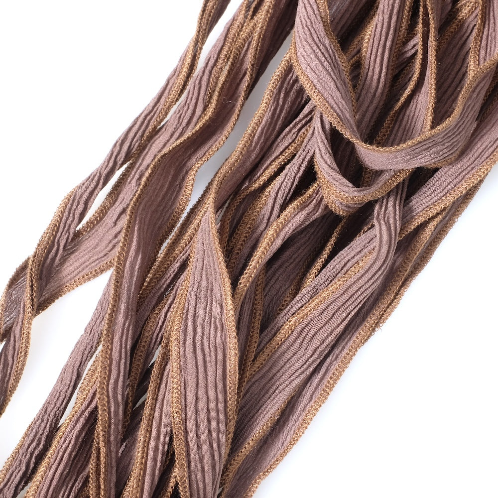 Ruban de soie teint à la main Marron