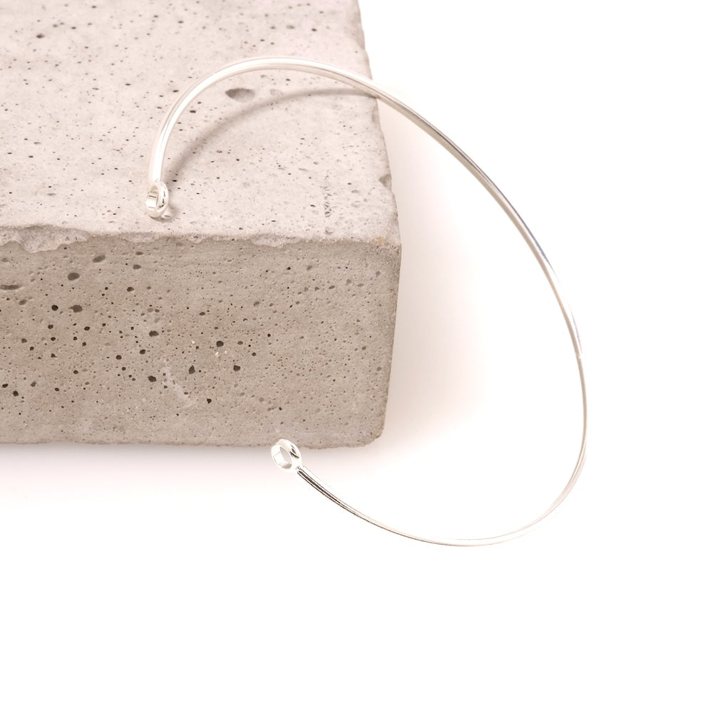 Support bracelet jonc avec anneaux en Laiton Argenté 925 Premium