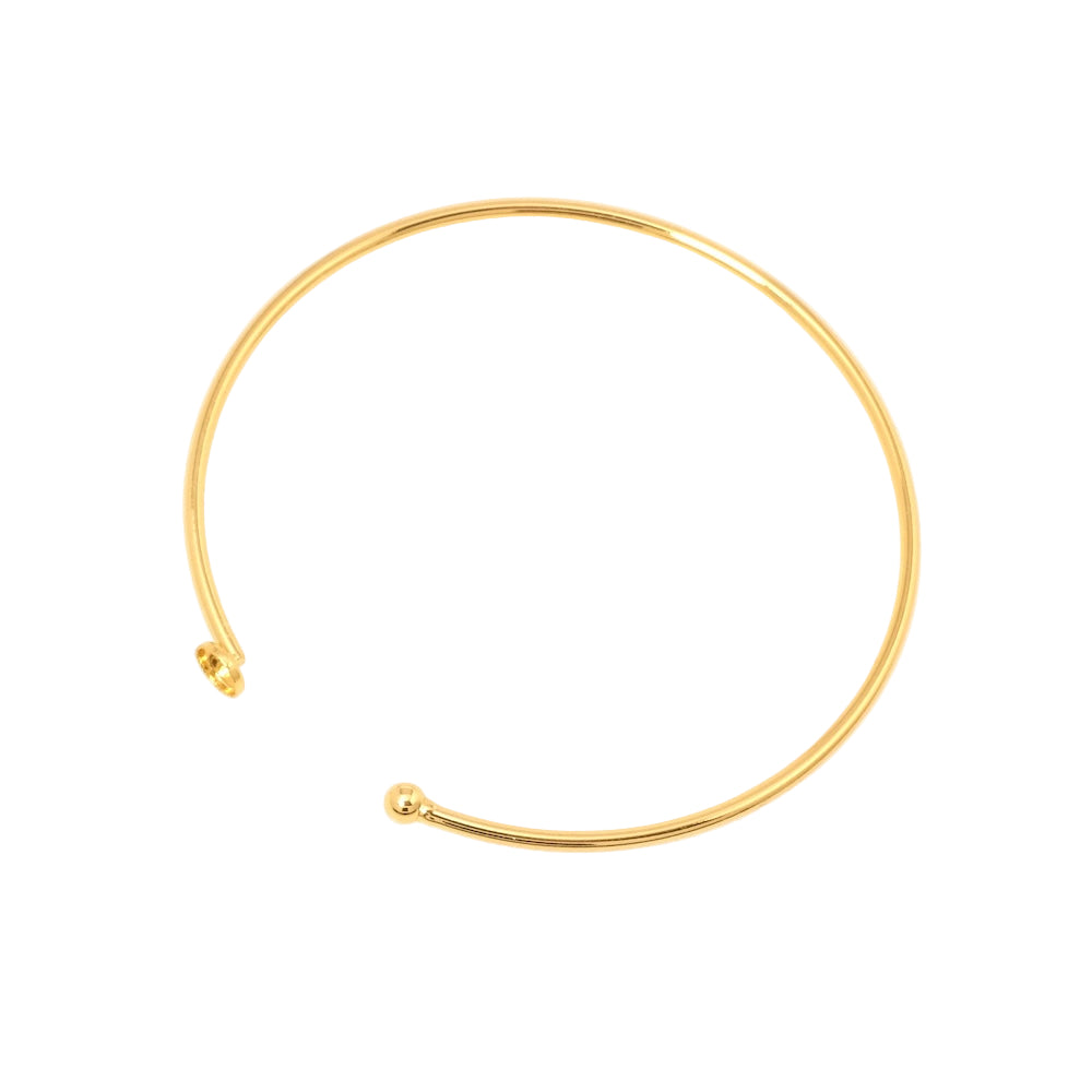Support bracelet jonc pour Cabochon 4mm en Laiton doré à l'or fin 24K Premium