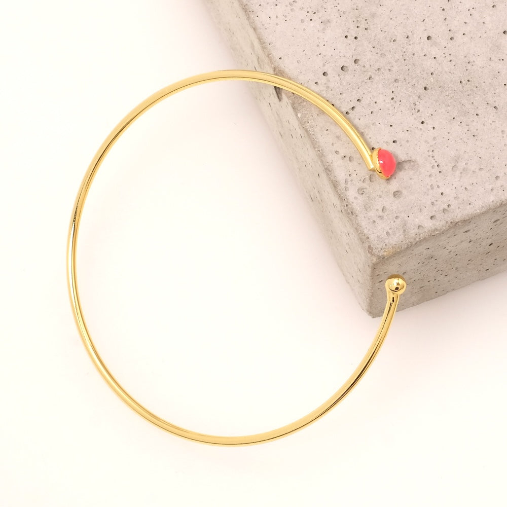 Support bracelet jonc pour Cabochon 4mm en Laiton doré à l'or fin 24K Premium