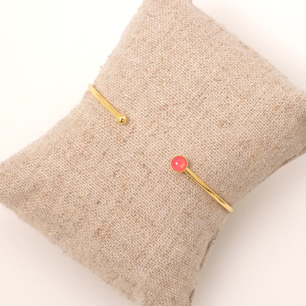 Support bracelet jonc pour Cabochon 4mm en Laiton doré à l'or fin 24K Premium