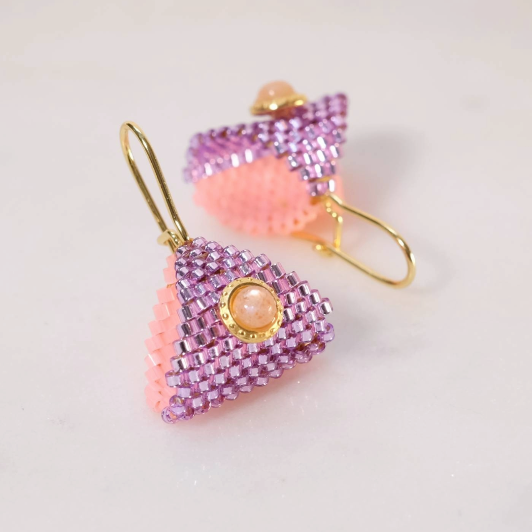 Exemple de création : Boucles d'oreilles Berlingot Miyuki – tuto Perles Corner