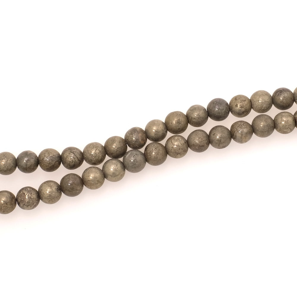 fil de perles naturelles ronde 6,5mm en Pyrite