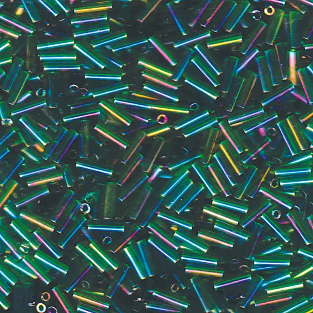 Perles Miyuki Bugles 6 mm vert transparent AB BGL2-9179