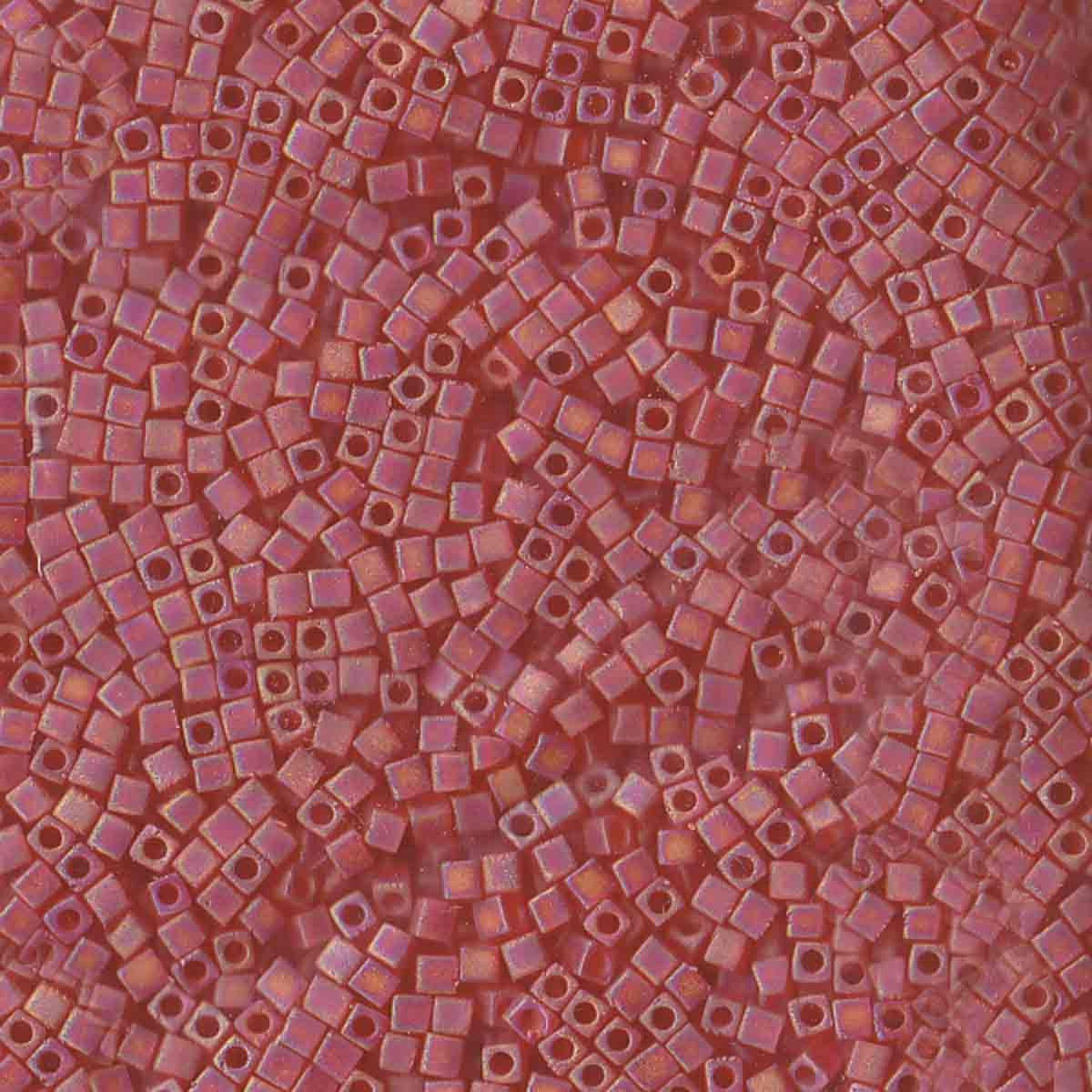 Perles Miyuki Cube 1,8 mm rouge orangé transparent mat AB SB0140FR