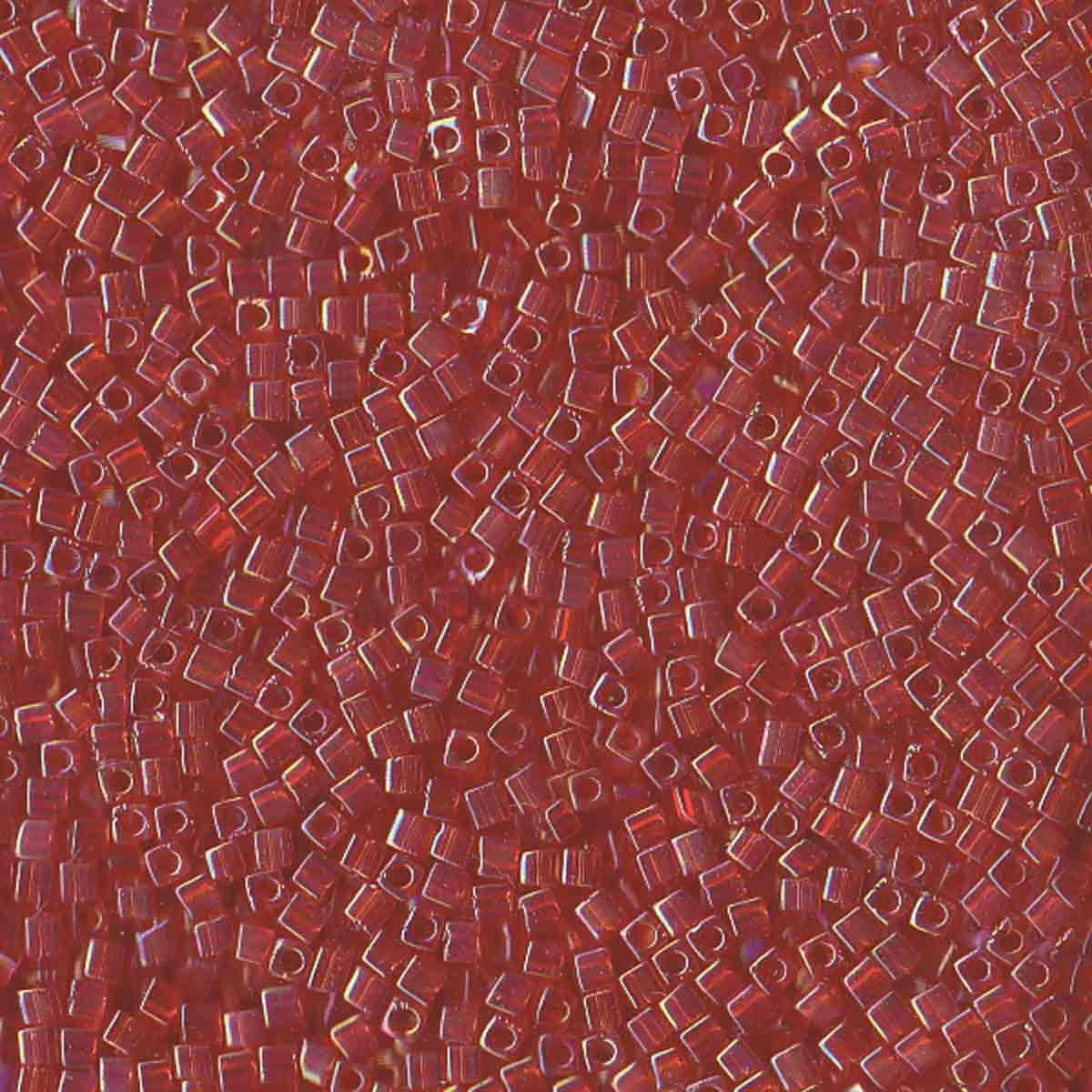Perles Miyuki Cube 1,8 mm rouge transparent AB SB0254