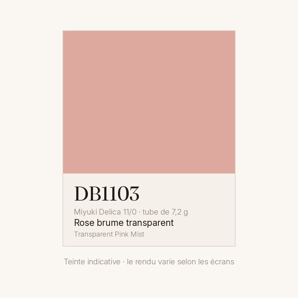 Nuancier de la teinte rose brume transparent Miyuki Delica DB1103
