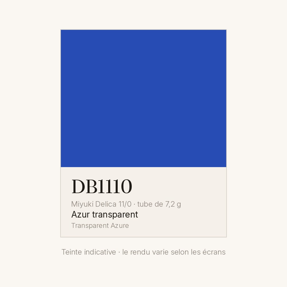 Nuancier de la teinte azur transparent Miyuki Delica DB1110