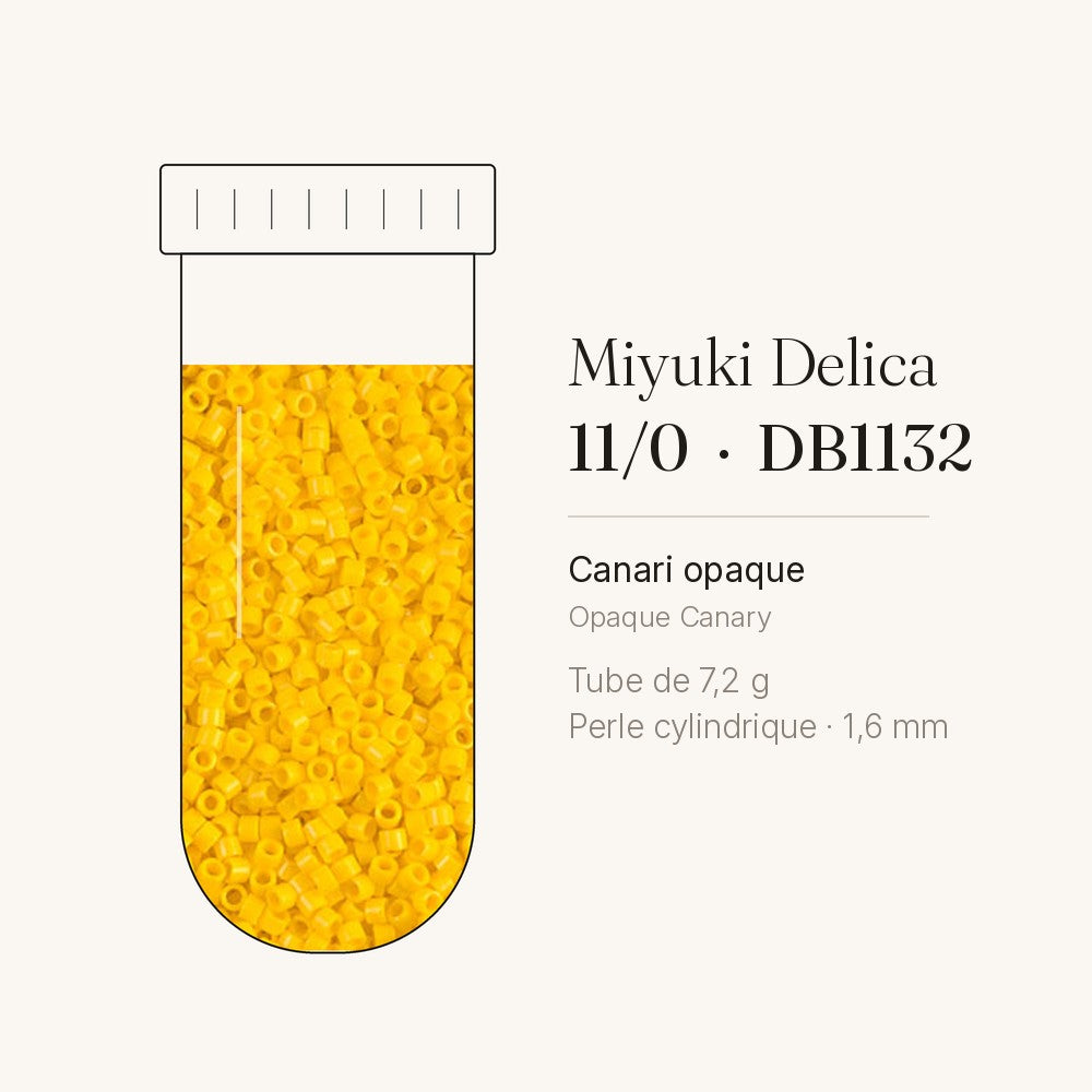 Tube de 7,2 g de perles Miyuki Delica 11/0 DB1132 canari opaque