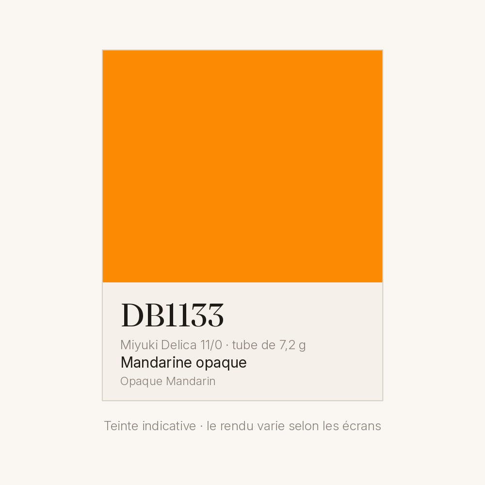 Nuancier de la teinte mandarine opaque Miyuki Delica DB1133