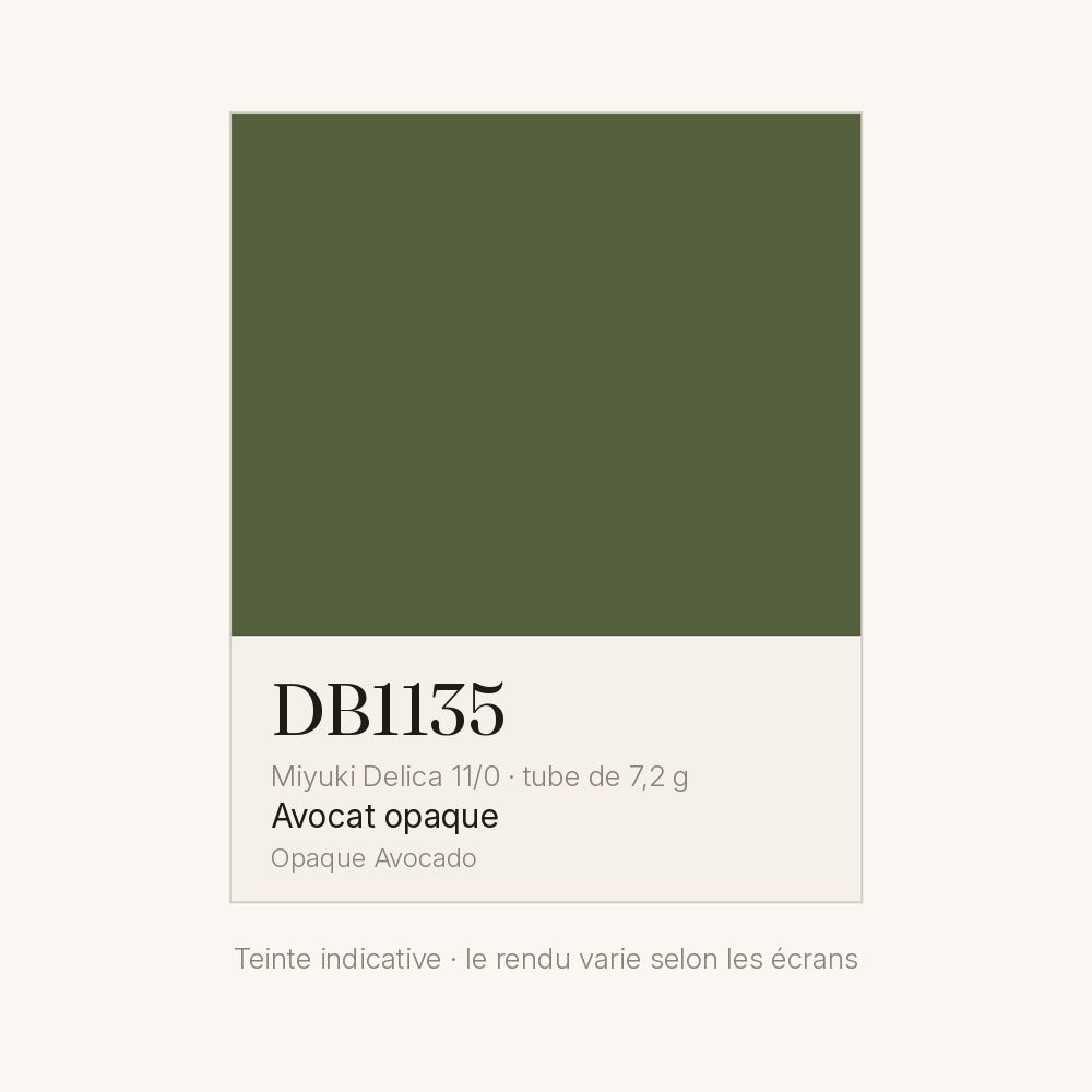 Nuancier de la teinte avocat opaque Miyuki Delica DB1135