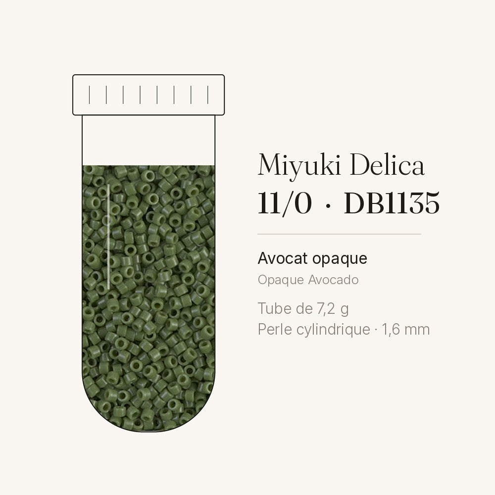 Tube de 7,2 g de perles Miyuki Delica 11/0 DB1135 avocat opaque
